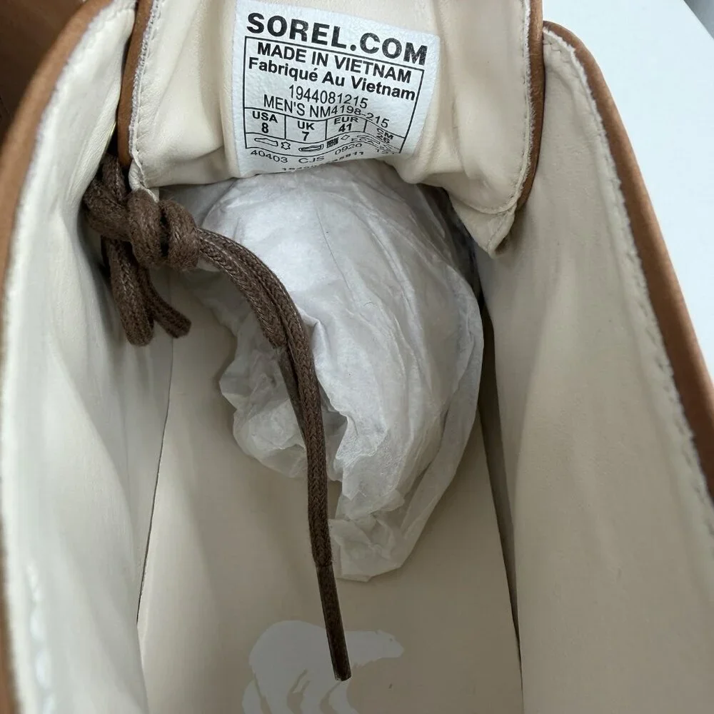 Sorel Men's Caribou Mod Chukka Boots size 8 Waterproof Brown Leather, Sea Salt